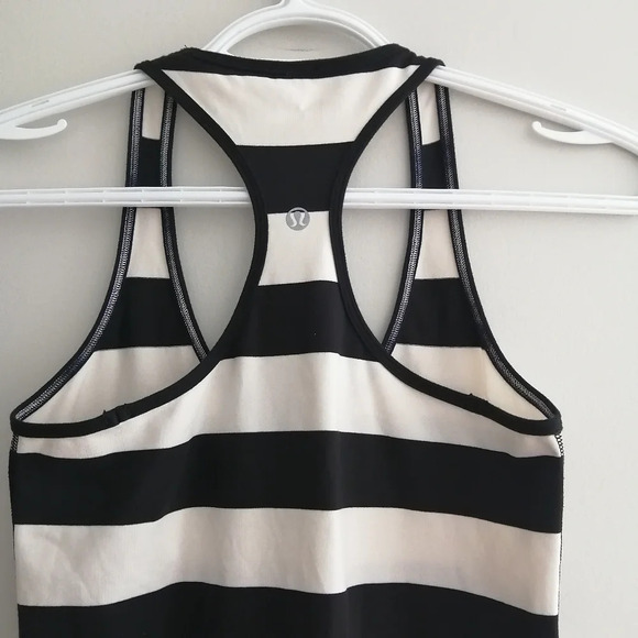 Lululemon Cool Racerback Tank Top Black and White Stripes Small - Picture 9 of 14